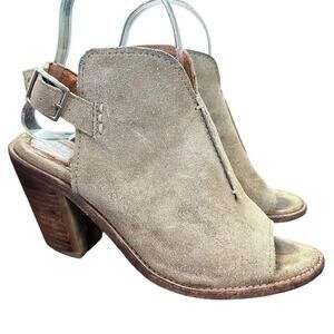 Frye Carolina Ash Womens Suede Leather Slingback Chunky Heel Shoes Booties sz 6